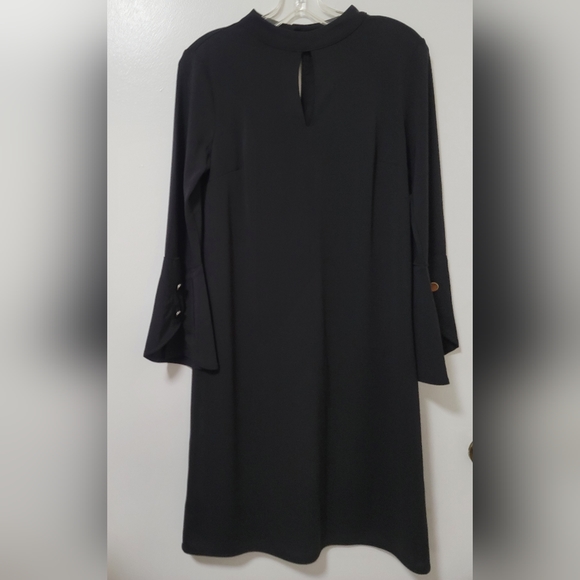 Ann Taylor Black Long Bell Sleeve Jersey Shift Dress Size Small Stretch - Picture 9 of 14